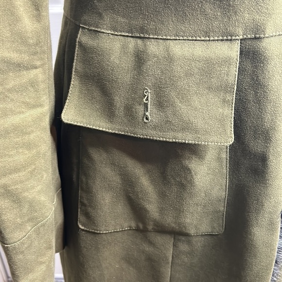 Rachel Rachel Roy Green Fuzzy Button Down Coat M Missing Button - Picture 4 of 9